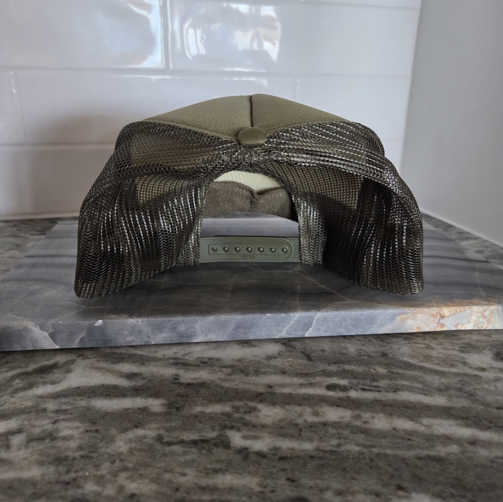 New Little Bird Trucking | Cherie Berry Trucker Hat | Olive Green | Feathers - Picture 3 of 7